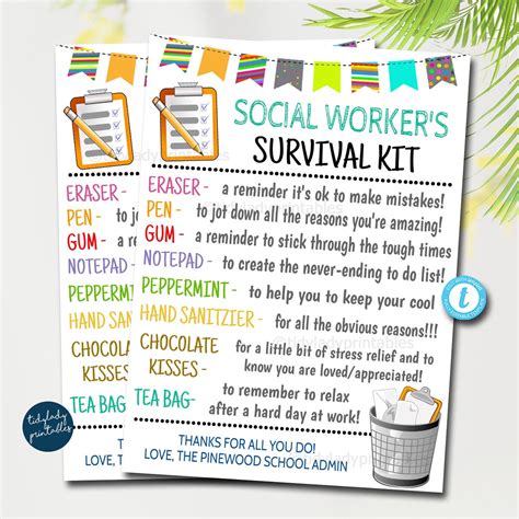Social Workers Survival Kit T Tag Tidylady Printables