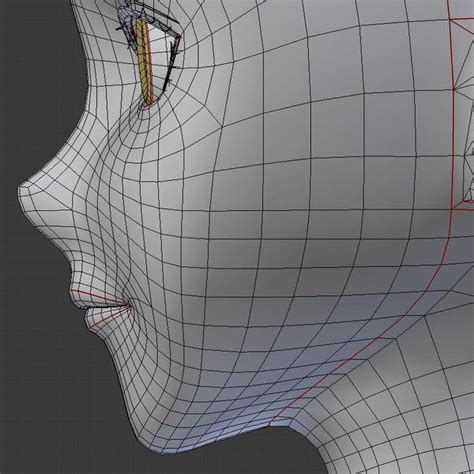 3d anime head face topology side view render characters 3d モデリング、blender モデリング、顔のスケッチ
