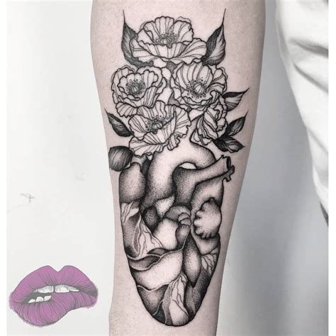 Anatomical Flowery Heart Done By Emily B At Velvet Underground Tattoo
