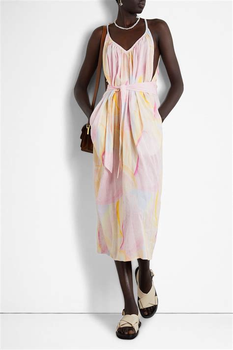 MARA HOFFMAN Sydney Belted Printed Cotton Crepon Midi Dress THE OUTNET