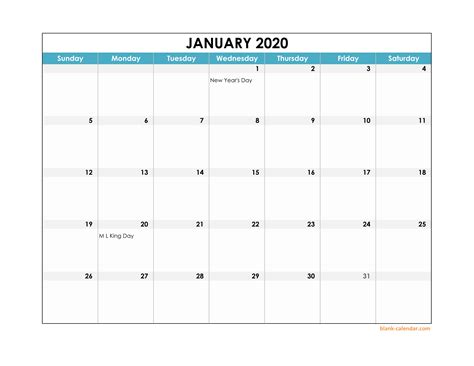 2024 Blank Calendar Template Excel Free Download 2020 Free Printable