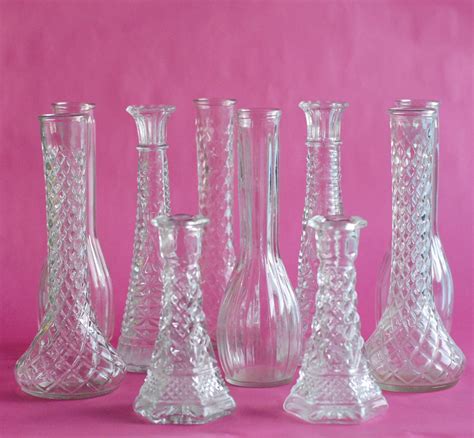 Clear Glass Vintage 20 Bud Vase Collection Tall 9 Bud
