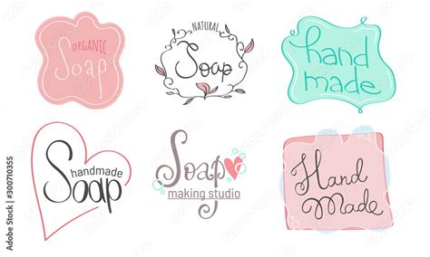 Collection Of Elegant Hand Drawn Soap Labels Soap Logo For Handmade
