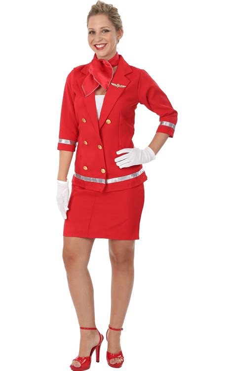 womens sexy red air hostess flight attendant uniform fancy dress costume ebay