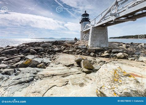 Marshall Point Light As Seen From The Rocky Coast Of Port Clyde Maine