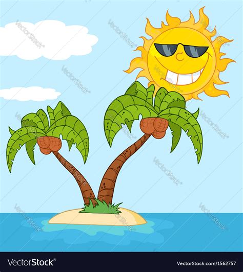 Tropical Sun Cartoon Royalty Free Vector Image