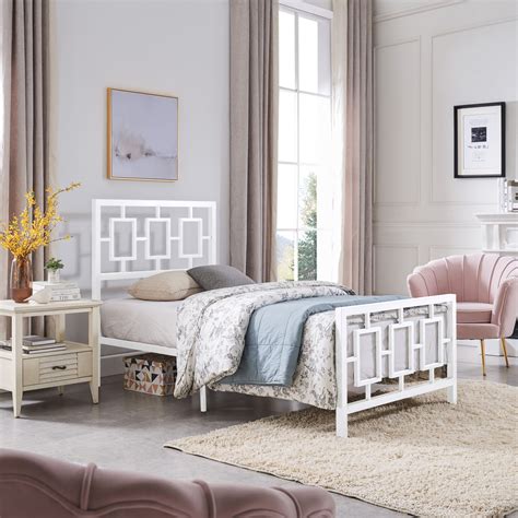 Noble House Krystin Modern Twin Size Iron Bed Frame White
