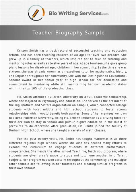 View This Teacher Biography Sample And Get The Inspiration You Need