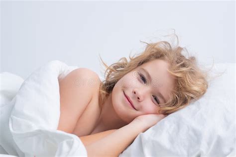 Quietly Sleeping Child Wakes Up In The Morning In The Bedroom Cute