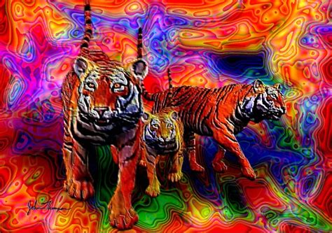 Psychedelic Tigers Art Print By Jt Digital Art Society6
