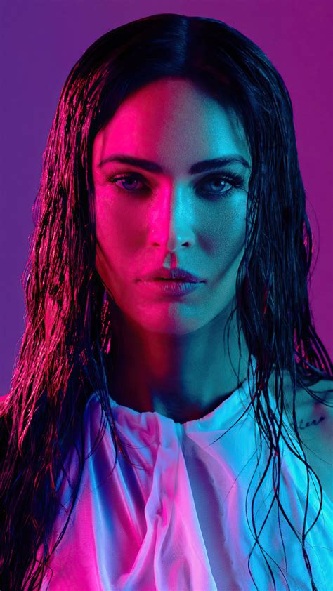 Megan Fox 2021 Neon Photoshoot 4k Ultra Hd Mobile Wallpaper