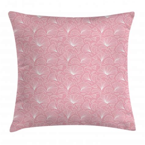 Light Pink Throw Pillow Cushion Cover Ornamental Floral Pattern With