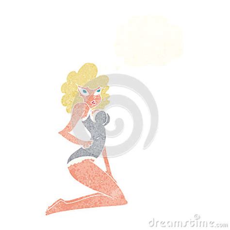 cartoon pin up woman with thought bubble stock illustration illustration of drawing character