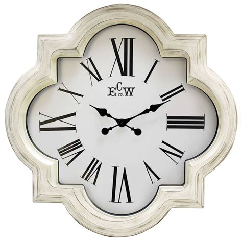 30in Distressed White Round Mont Clair Wall Clock At Home
