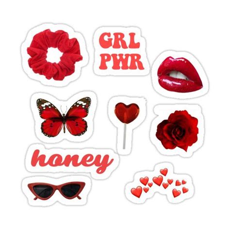 Red Aesthetic Pack Sticker Sticker By Saracreates In 2021 Preppy