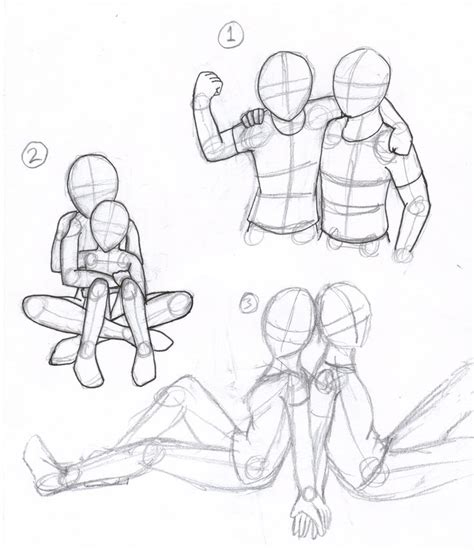 Three Sketches Of People Sitting On The Ground And One Is Pointing At