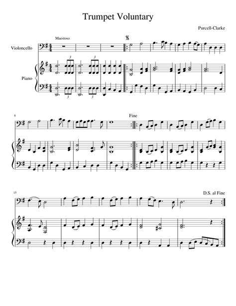 Trumpet Voluntary Sheet Music For Piano Cello Solo