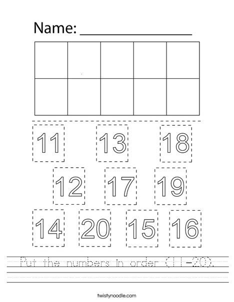 Number Tracing 11 20 Worksheet Digital Put The Numbers In Order 11 20