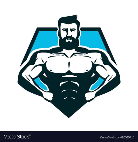 Gym Bodybuilding Logo Or Label Strong Man Vector Image