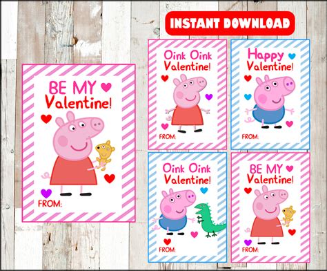 Peppa Pig Valentine Cards Instant Download Printable Peppa Pig