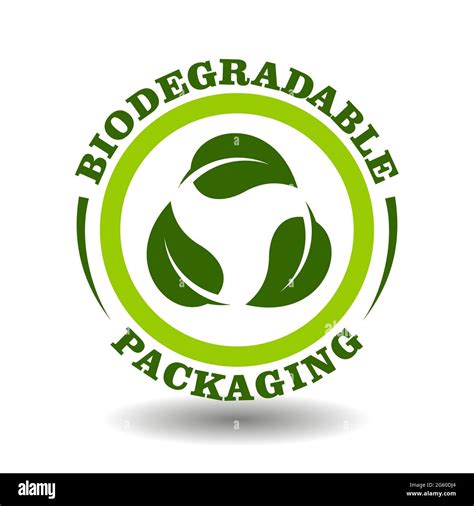 Simple Circle Logo Biodegradable Packaging With Green Leaves Recycling