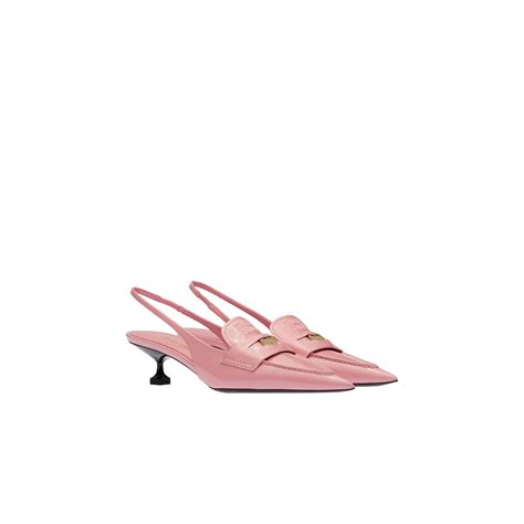 Pink Leather Penny Loafers With Heel Miu Miu