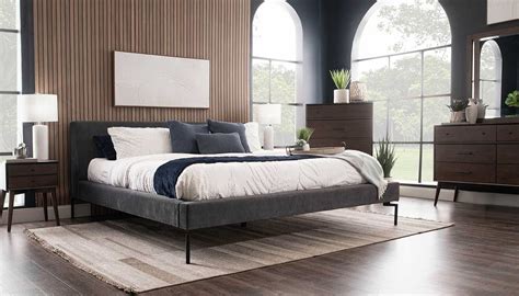 Andes Grey Bed, Dresser, Mirror & Nightstand - Home Zone Furniture