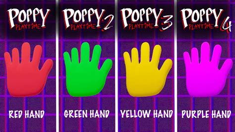 Red Vs Green Vs Yellow Vs Purple Hand Vhs Comparison Poppy Playtime Chapter Vs Vs Vs