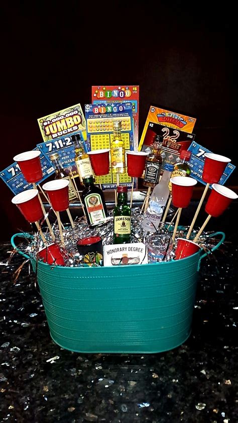 St Birthday Gift For A Guy Liquor Basket Chipotle Scratchoffs Birthday Prestent Boy