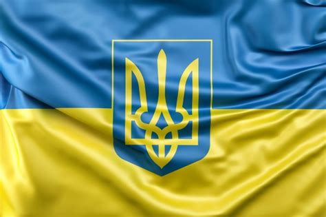 La bandiera ucraina è rettangolare con proporzioni 2:3. Bandiera dell'ucraina con stemma | Foto Gratis