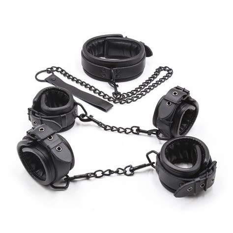 Pcs Set Leather Adult Sex Handcuffs Shackle Collar Sex Bdsm Fetish