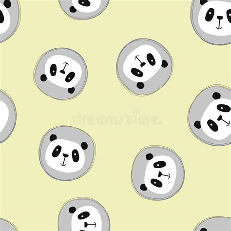 Cute Panda Seamless Pattern Stock Vector Illustration Of Anime Love