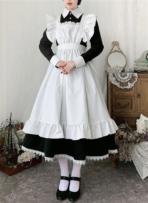 Long Cosplay Maid Costume Girls Lolita Dresses Women French Etsy