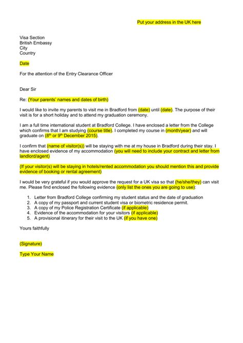 Sample Invitation Letter For Visa Uk - for