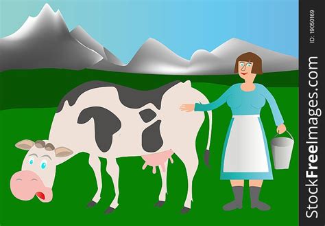 1 Adult Cow Milkmaid Free Stock Photos StockFreeImages