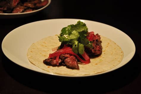 Slice Of Rice Six Spice Hanger Steak Tacos With Pickled Onions