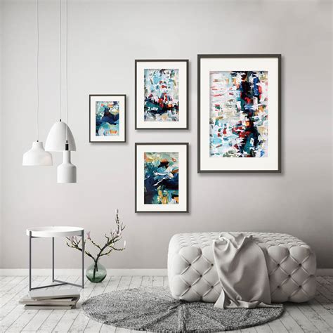 Abstract Art Set Of Four Prints Gallery Wall Colourful By Abstract