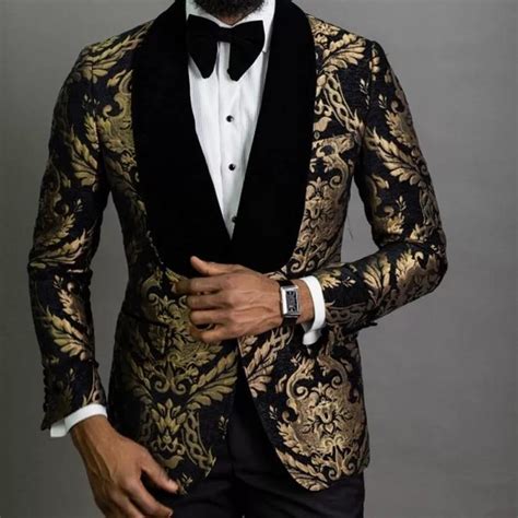 Men Suit Floral Gold Red Wedding Custom Made Available 2pc Suit Mens