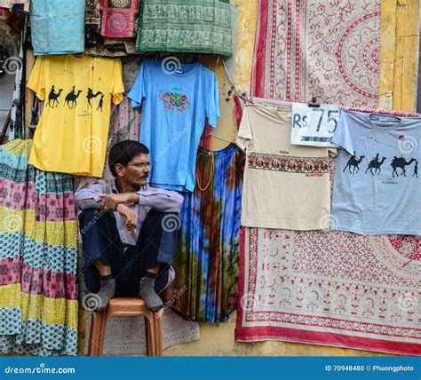 A Man Selling Clothes On Street In Jaipur India Editorial Image