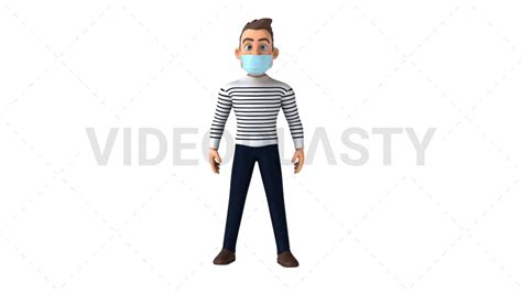 3d White Casual Man Presents With Face Mask Royalty Free Stock Animation Videoplasty
