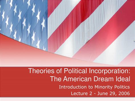 Ppt Theories Of Political Incorporation The American Dream Ideal