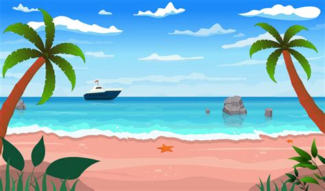 Cartoon Beach Background Vector Art Icons And Graphics For Free Download