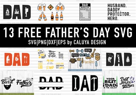 13 Free Father's Day SVG Cut Files by Caluya Design