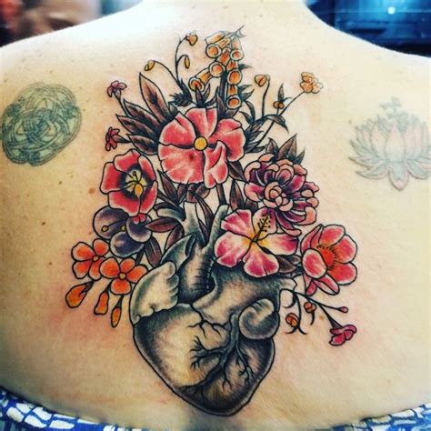 Anatomical Heart With Flowers Tattoo Heart Flower Tattoo Tattoos