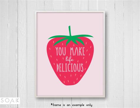 Something that's healthy but maybe a little bit more adventurous, if you can see fruit as. Strawberry Nursery Art, Tropical Fruit Print with inspirational quote, Pink and Green ...