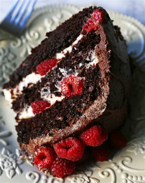 Chocolate Cake With Raspberry Filling And Whipped Cream Frosting
