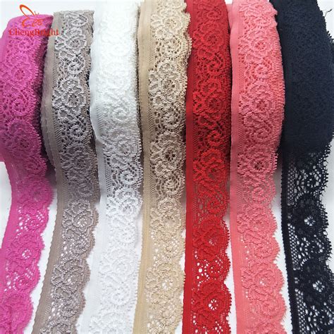 Chengbright 10 Yards High Quality Stretch Elastic Lace Ribbon Lace Trim Fabric Embroidered Lace