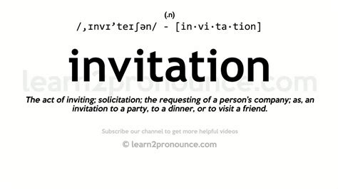 Pronunciation Of Invitation Definition Of Invitation Youtube