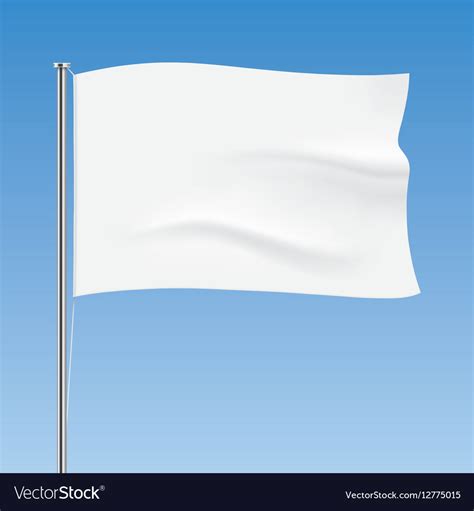 White Flag Waving On A Blue Sky Background Vector Image