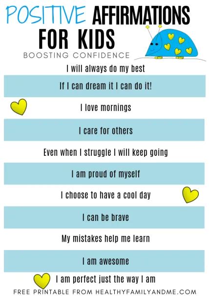 Positive Affirmations For Kids To Boost Confidence Positive